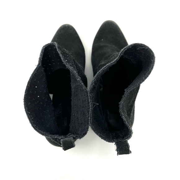 American Eagle Outfitters Black Suede Perforated Ankle Booties Size 6 - Picture 7 of 8